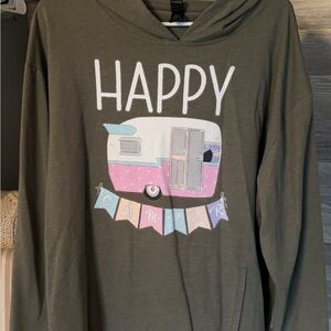 Happy Camper Hoodie - Olive Green